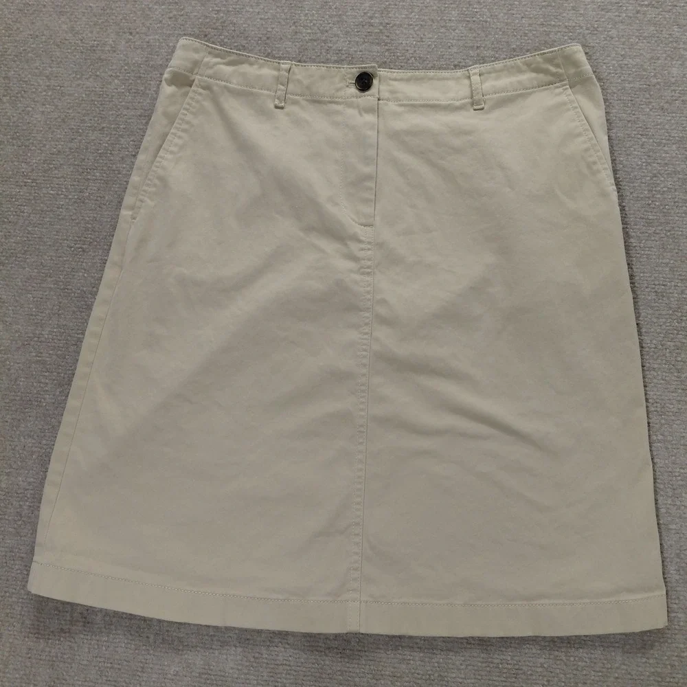 J Jill Live in Chino  Skirt Womens Sz 6 Straight Tan‎ Slash Pocket Career Casual